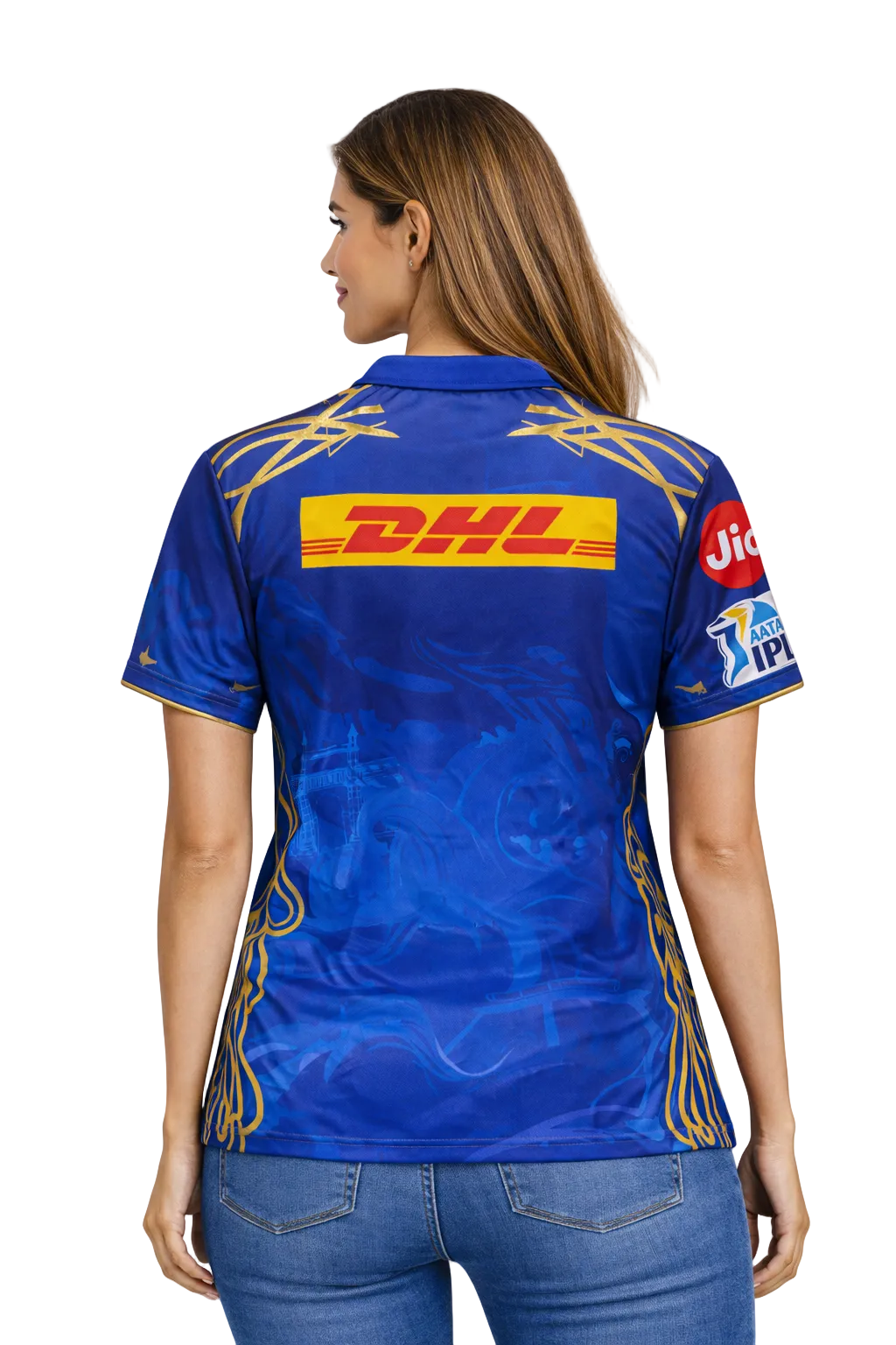 Mumbai Indians IPL jersey UK worn by female model back