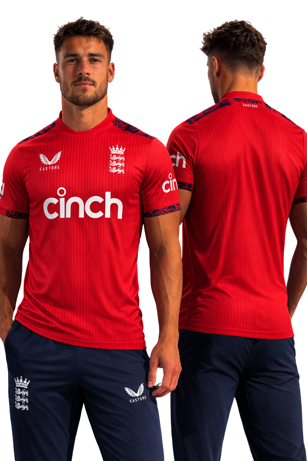 England cricket jersey UK worn by male model front and back