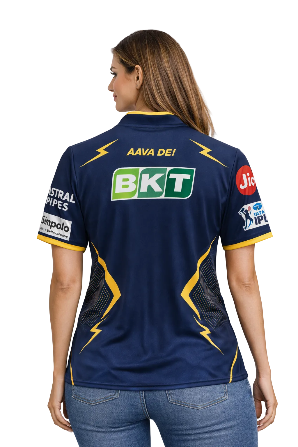 Gujarat Titans IPL jersey UK worn by female model back