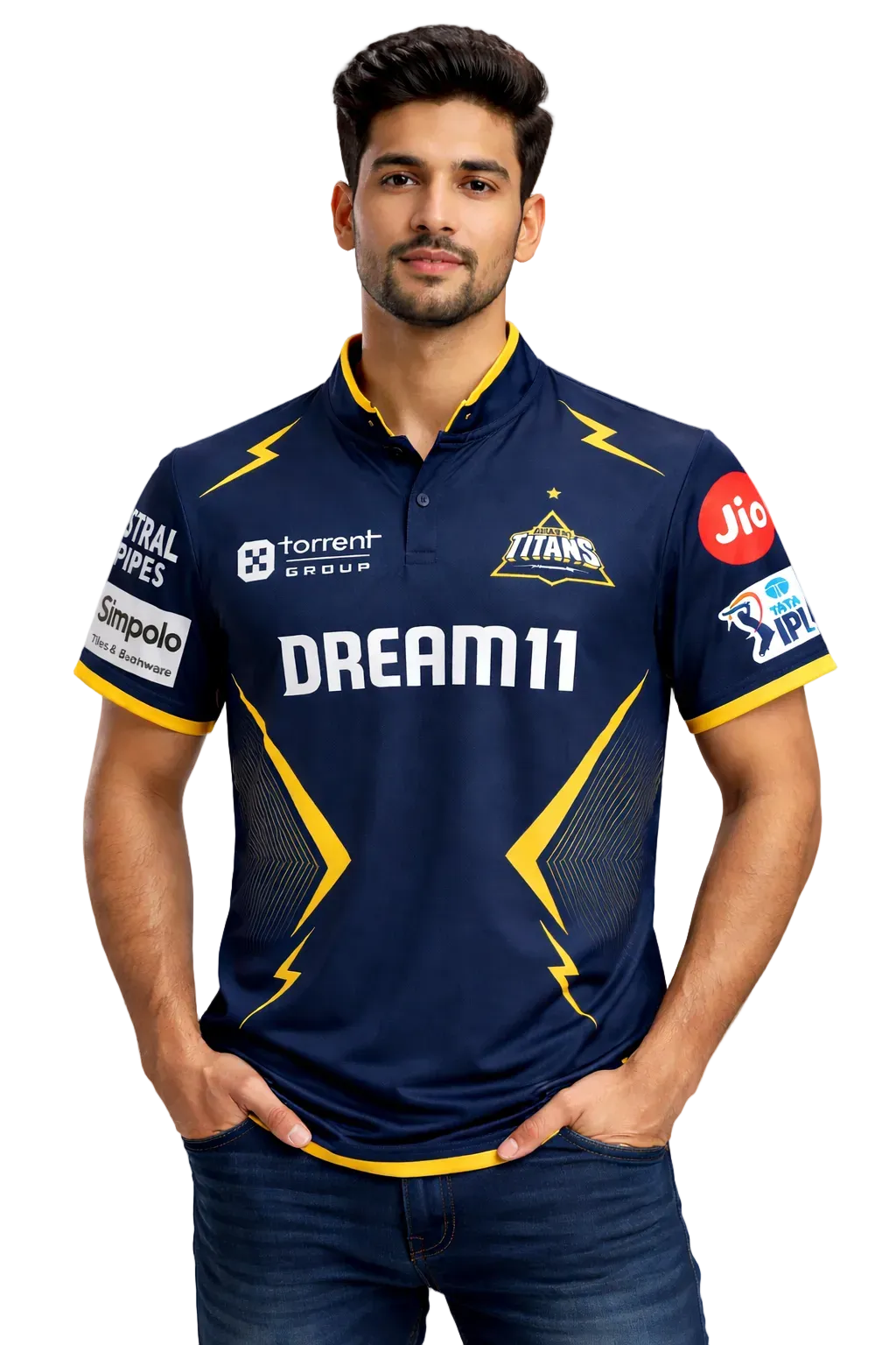 Gujarat Titans IPL jersey UK worn by male model front