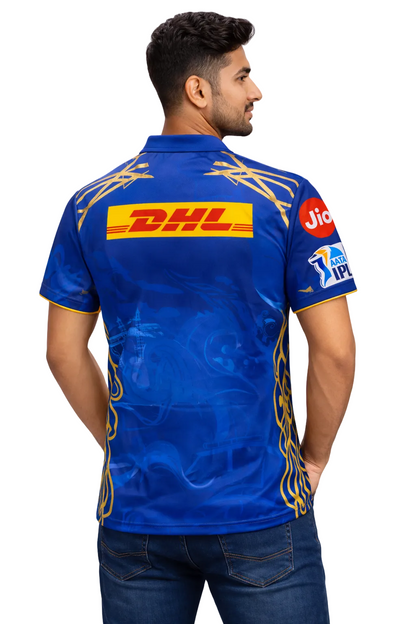Mumbai Indians IPL jersey UK worn by male model back