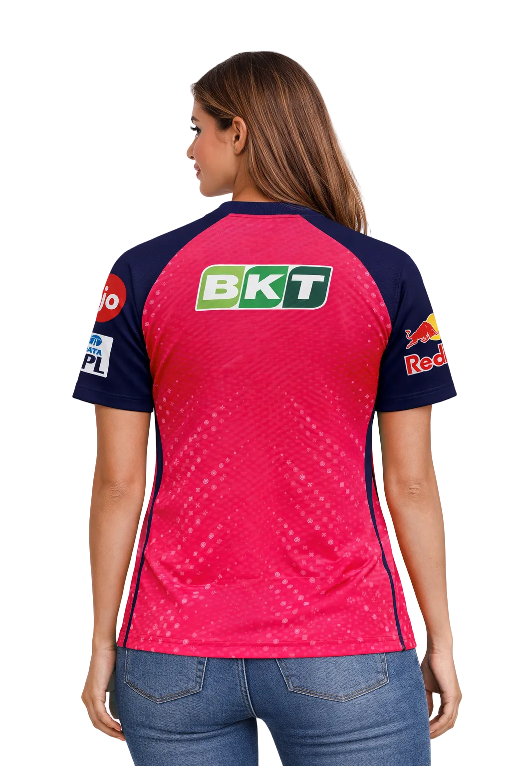 Rajasthan Royals IPL jersey UK worn by female model back