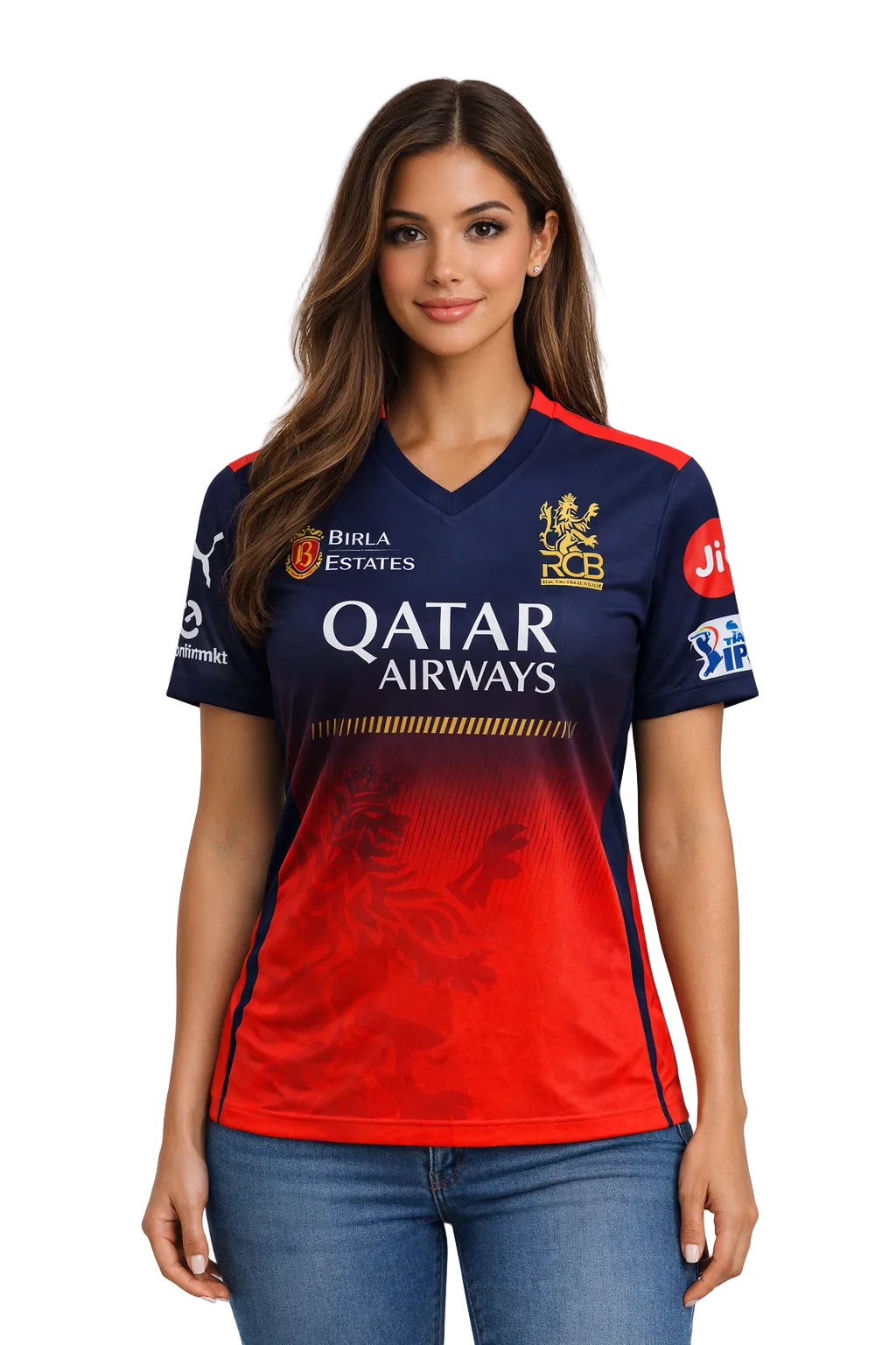 Royal Challengers Bangalore IPL jersey UK worn by female model front